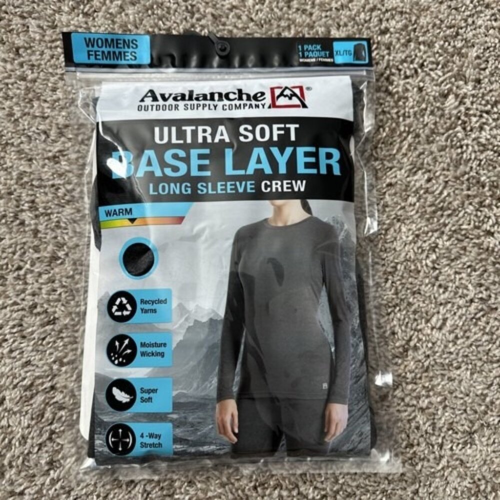 Avalanche Ultra Soft Base Layer Long Sleeve Crew size XL Womens Gray Pull Over